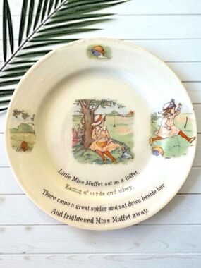 VINTAGE Little Miss Muffet Nursery Rhyme Plate - Classic Children’s Illustration